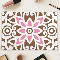 A Pink Flower On A Brown Background Cosmetic Bag (xxl)