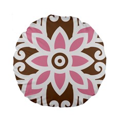 A Pink Flower On A Brown Background Standard 15  Premium Round Cushions