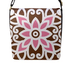 A Pink Flower On A Brown Background Flap Closure Messenger Bag (l)