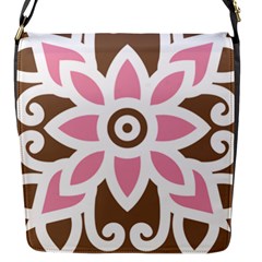 A Pink Flower On A Brown Background Flap Closure Messenger Bag (s)