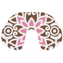 A Pink Flower On A Brown Background Travel Neck Pillow