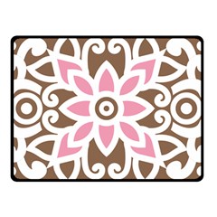 A Pink Flower On A Brown Background Two Sides Fleece Blanket (small)