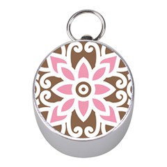 A Pink Flower On A Brown Background Mini Silver Compasses