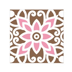 A Pink Flower On A Brown Background Square Satin Scarf (30  X 30 )