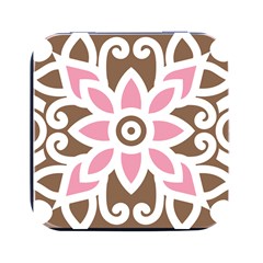 A Pink Flower On A Brown Background Square Metal Box (black) by catchydesignhill