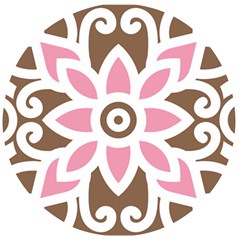 A Pink Flower On A Brown Background Wooden Bottle Opener (round)