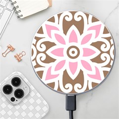 A Pink Flower On A Brown Background Wireless Fast Charger(white)