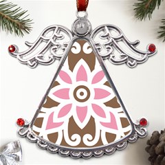 A Pink Flower On A Brown Background Metal Angel With Crystal Ornament