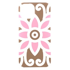 A Pink Flower On A Brown Background Iphone 15 Black Uv Print Pc Hardshell Case by catchydesignhill