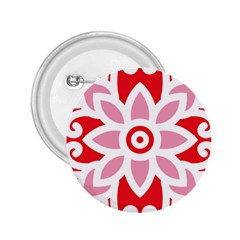 A Red And White Pattern With A Flower On It 2 25  Buttons