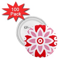 A Red And White Pattern With A Flower On It 1 75  Buttons (100 Pack) 