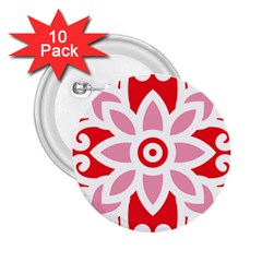 A Red And White Pattern With A Flower On It 2 25  Buttons (10 Pack) 