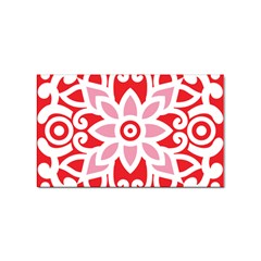 A Red And White Pattern With A Flower On It Sticker (rectangular)