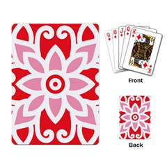 A Red And White Pattern With A Flower On It Playing Cards Single Design (rectangle)