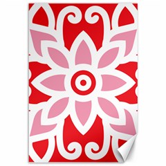 A Red And White Pattern With A Flower On It Canvas 12  X 18 