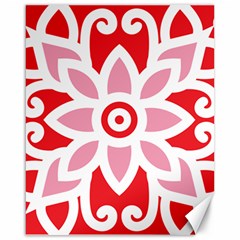 A Red And White Pattern With A Flower On It Canvas 16  X 20 