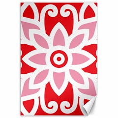 A Red And White Pattern With A Flower On It Canvas 20  X 30 