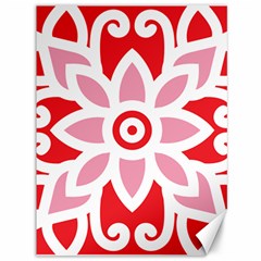 A Red And White Pattern With A Flower On It Canvas 36  X 48 