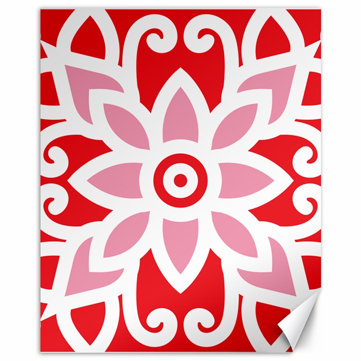 A Red And White Pattern With A Flower On It Canvas 11  x 14 