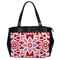 A Red And White Pattern With A Flower On It Oversize Office Handbag