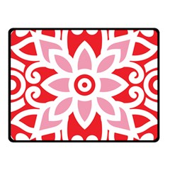 A Red And White Pattern With A Flower On It Fleece Blanket (small)