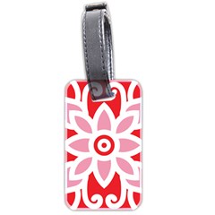 A Red And White Pattern With A Flower On It Luggage Tag (two Sides)