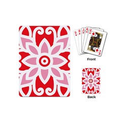 A Red And White Pattern With A Flower On It Playing Cards Single Design (mini)