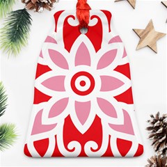 A Red And White Pattern With A Flower On It Ornament (bell) by catchydesignhill