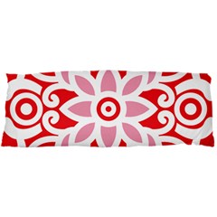 A Red And White Pattern With A Flower On It 15 x40  Body Pillow Case Dakimakura (two Sides)