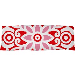 A Red And White Pattern With A Flower On It 25 x71  Body Pillow Case Dakimakura (two Sides)