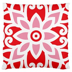 A Red And White Pattern With A Flower On It Large Cushion Case (two Sides)