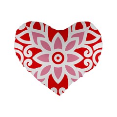 A Red And White Pattern With A Flower On It Standard 16  Premium Heart Shape Cushions