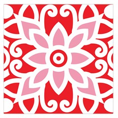 A Red And White Pattern With A Flower On It Square Satin Scarf (36  X 36 )