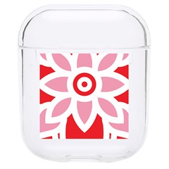 A Red And White Pattern With A Flower On It Hard Pc Airpods 1/2 Case by catchydesignhill