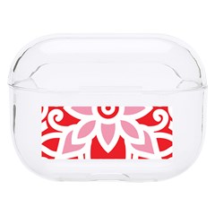 A Red And White Pattern With A Flower On It Hard Pc Airpods Pro Case