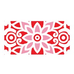 A Red And White Pattern With A Flower On It Satin Wrap 35  X 70 