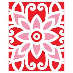 A Red And White Pattern With A Flower On It Drawstring Bag (small)