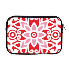 A Red And White Pattern With A Flower On It Apple Macbook Pro 17  Zipper Case