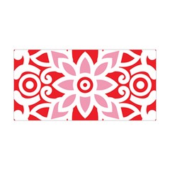 A Red And White Pattern With A Flower On It Yoga Headband