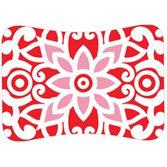 A Red And White Pattern With A Flower On It Velour Seat Head Rest Cushion