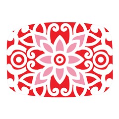 A Red And White Pattern With A Flower On It Mini Square Pill Box