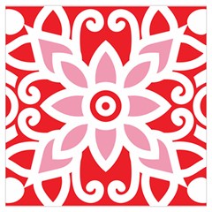 A Red And White Pattern With A Flower On It Lightweight Scarf 