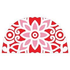 A Red And White Pattern With A Flower On It Anti Scalding Pot Cap