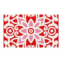 A Red And White Pattern With A Flower On It Banner And Sign 5  X 3 