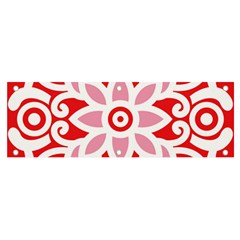 A Red And White Pattern With A Flower On It Banner And Sign 6  X 2 