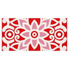 A Red And White Pattern With A Flower On It Banner And Sign 6  X 3 