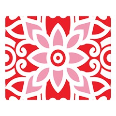 A Red And White Pattern With A Flower On It Premium Plush Fleece Blanket (large)