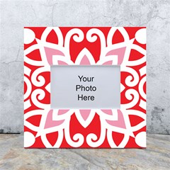 A Red And White Pattern With A Flower On It White Box Photo Frame 4  X 6 