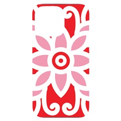 A Red And White Pattern With A Flower On It Iphone 14 Pro Max Black Uv Print Pc Hardshell Case