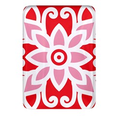 A Red And White Pattern With A Flower On It Rectangular Glass Fridge Magnet (4 Pack)